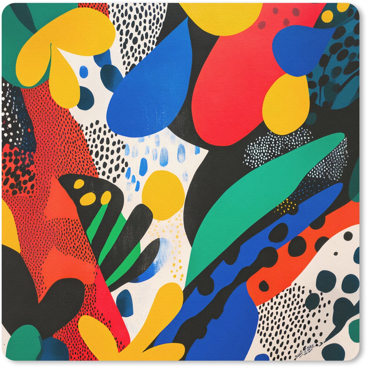 Muismat 20x20 cm - Mousepad Abstract - Planten - Vormen - Kleurrijk - Muismatten