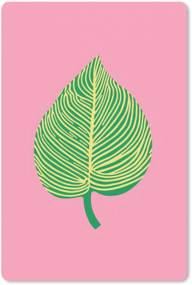 Muismat 18x27 cm - Mousepad Illustratie - Blad - Minimalistisch - Groen - Muismatten