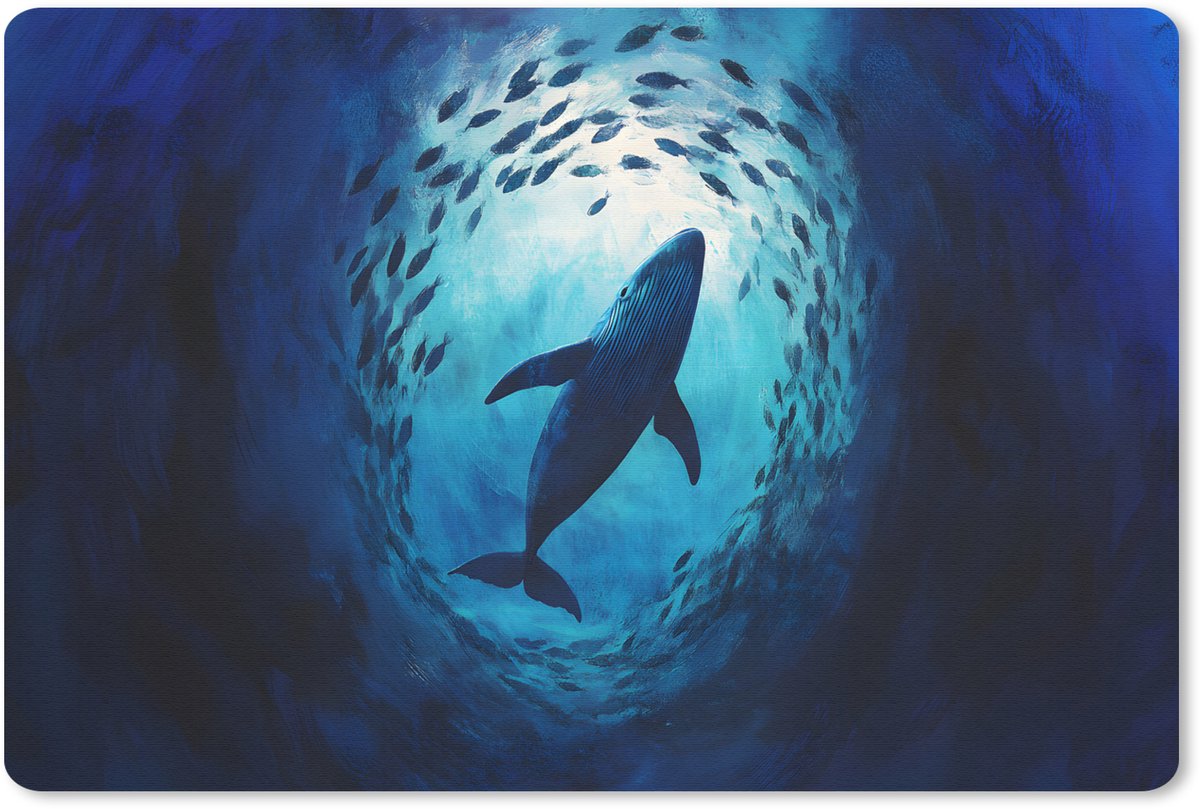 Muismat 27x18 cm - Mousepad Walvis - Vissen - Donkerblauw - Muismatten
