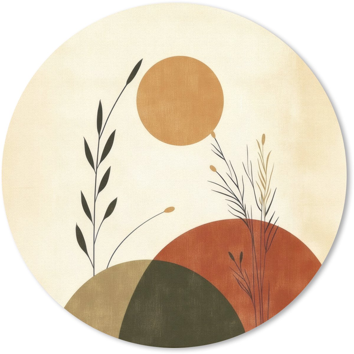 Muismat rond 40x40 cm - Mousepad Planten - Abstract - Vormen - Ronde muismatten