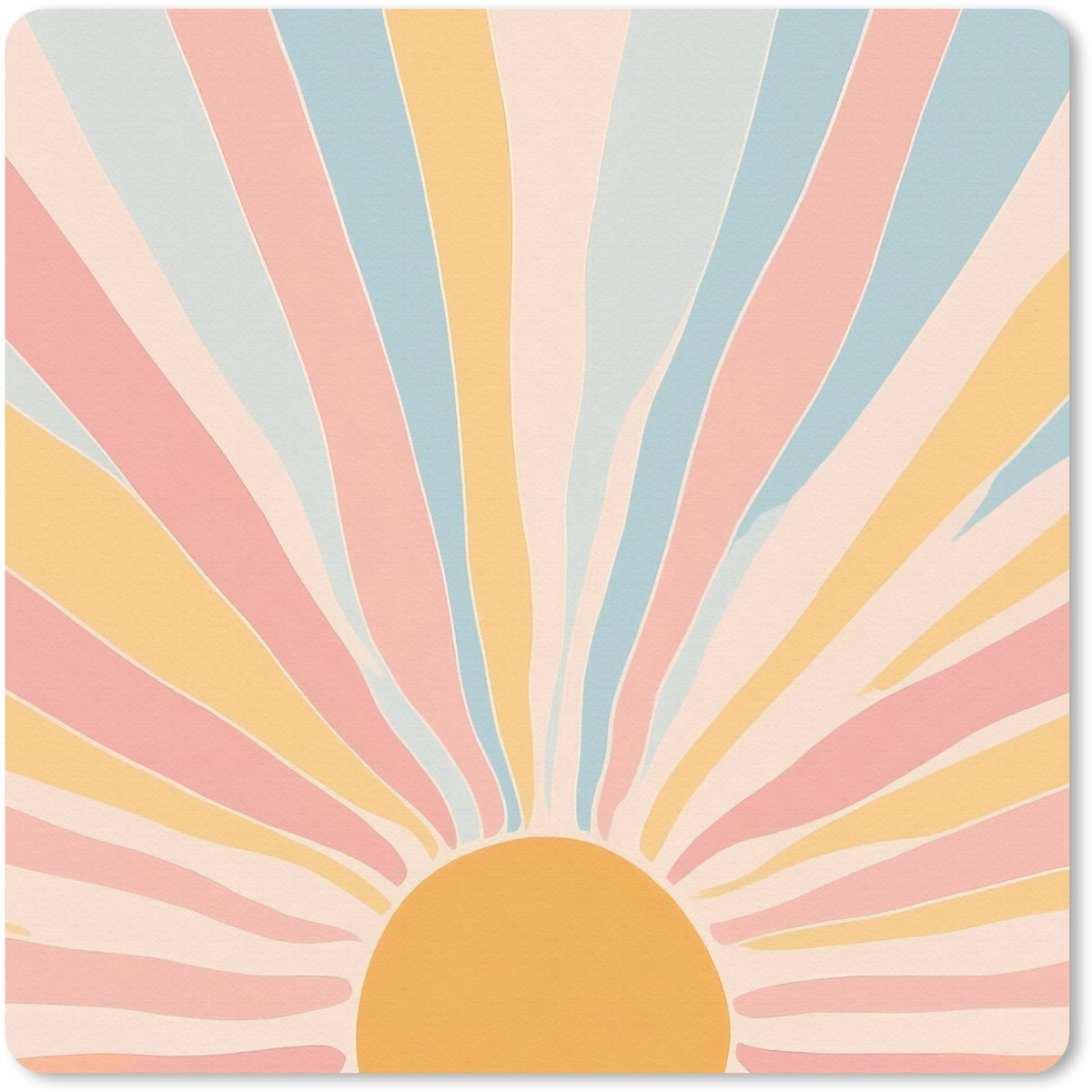 Muismat 20x20 cm - Mousepad Illustratie - Zon - Pastelkleuren - Muismatten