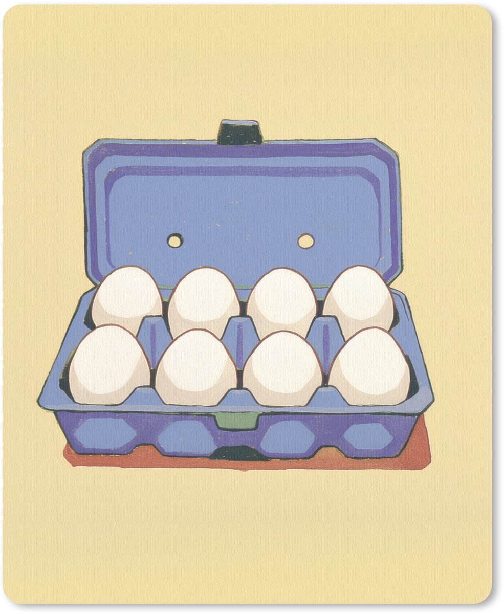 Muismat 19x23 cm - Mousepad Eieren - Doos - Minimalistisch - Blauw - Muismatten