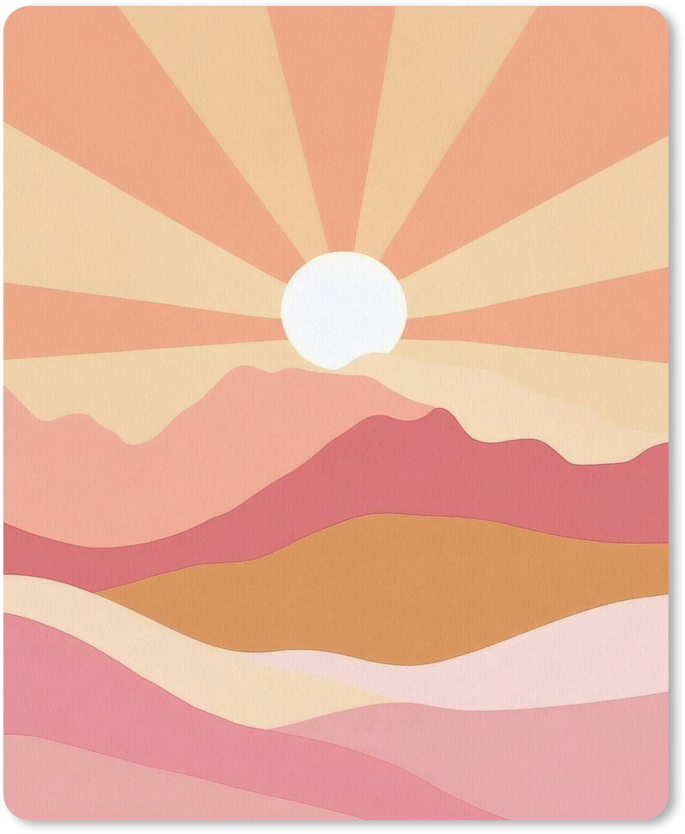 Muismat 19x23 cm - Mousepad Bergen - Abstract - Zonnestralen - Roze - Muismatten