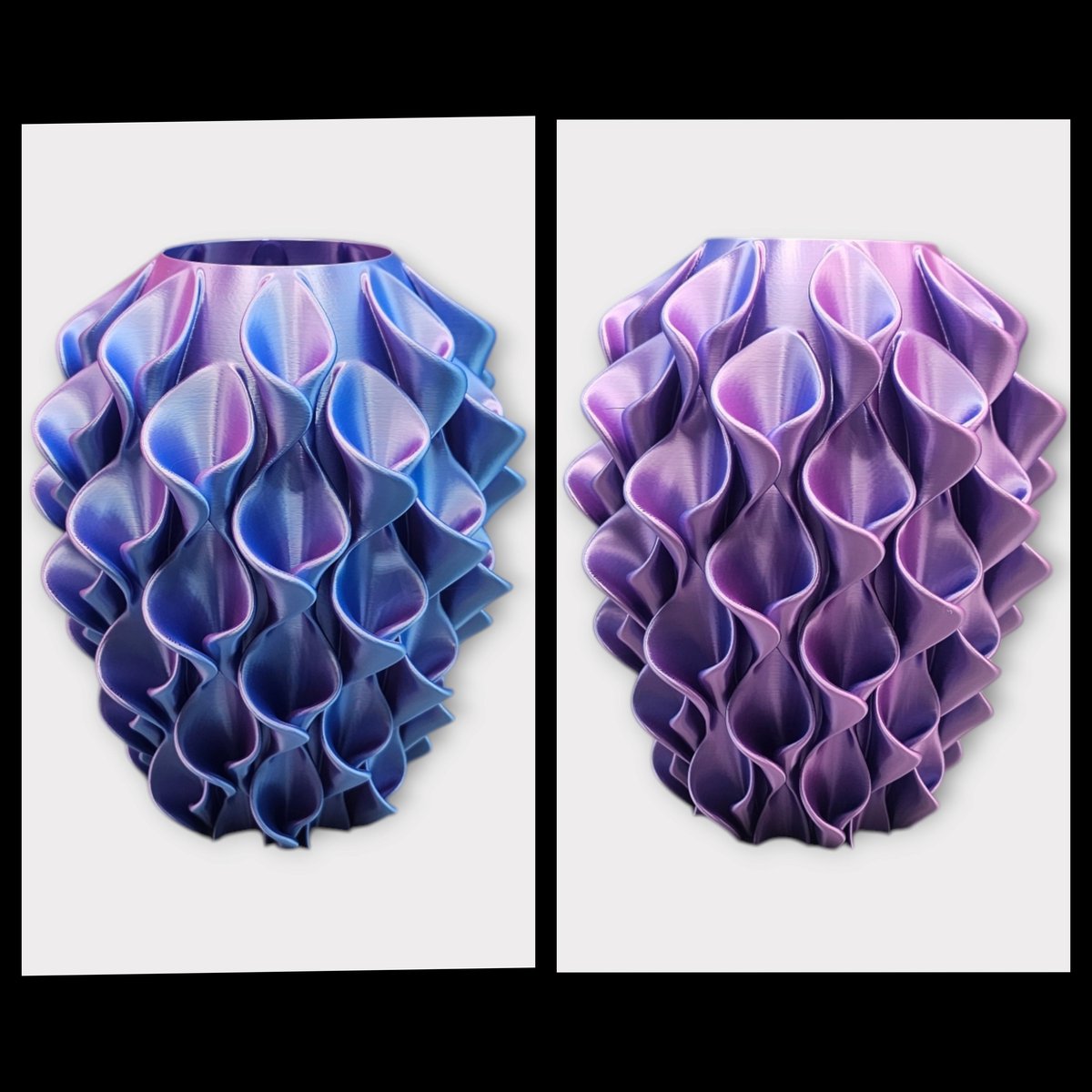 Vaas Florea voor droogbloemen en zijdebloemen lila/lichtblauw handgemaakt trendy unieke vaas voor interieur decoratie 20cm