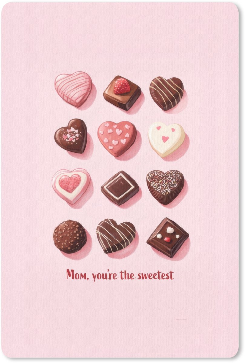 Muismat 18x27 cm - Mousepad Chocolaatjes - Hartvormig - Liefste - Muismatten