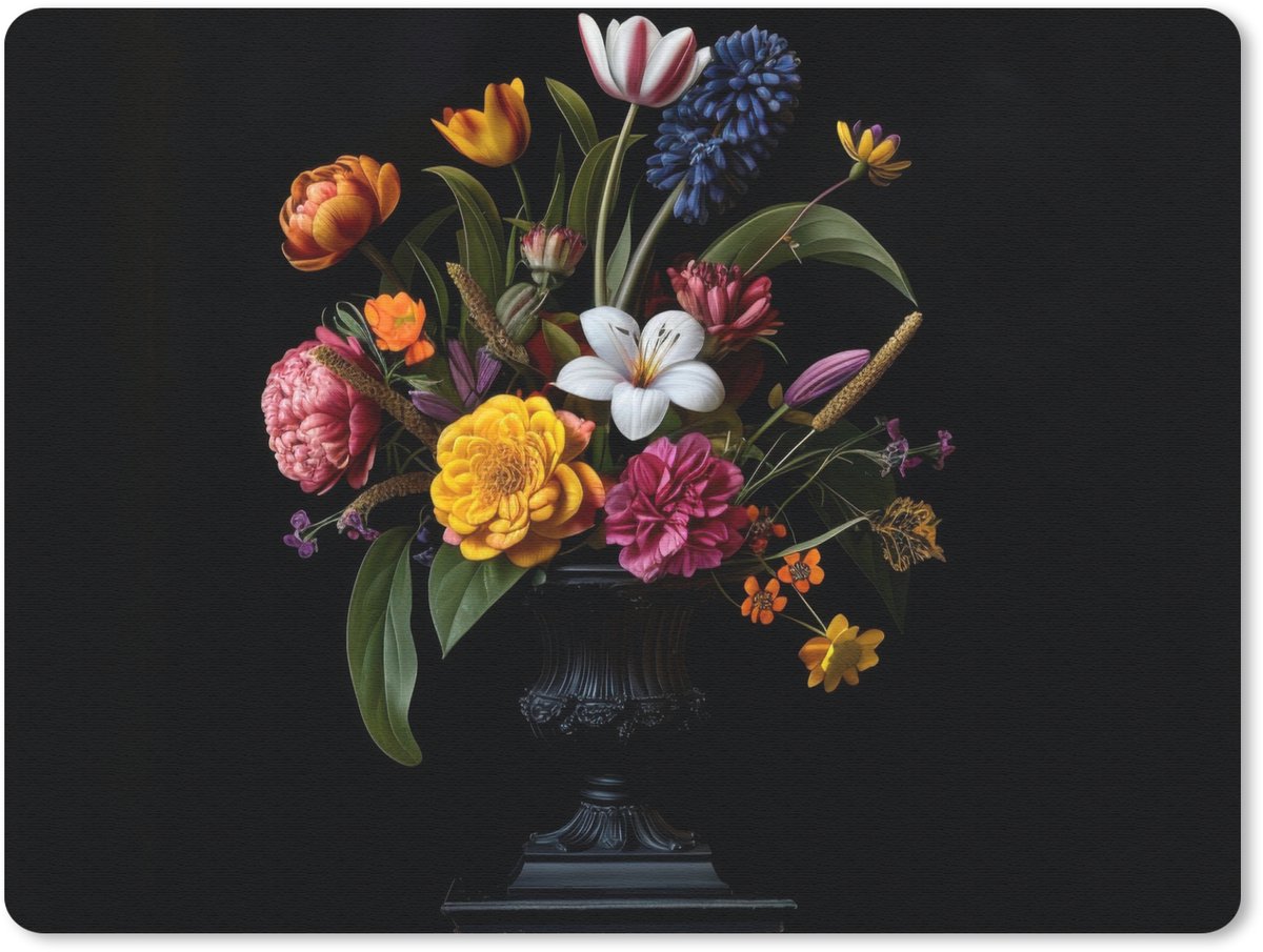 Muismat 23x19 cm - Mousepad Lente - Bloemen - Klassiek - Vaas - Muismatten
