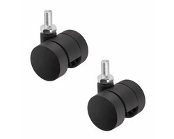 SOTECH Set van 2 Meubelwielen AACHEN met M8 x 15 mm schroefdraad (Ø 35 mm, 40 kg draagvermogen per wiel, 360 graden draaibaar, zwart)
