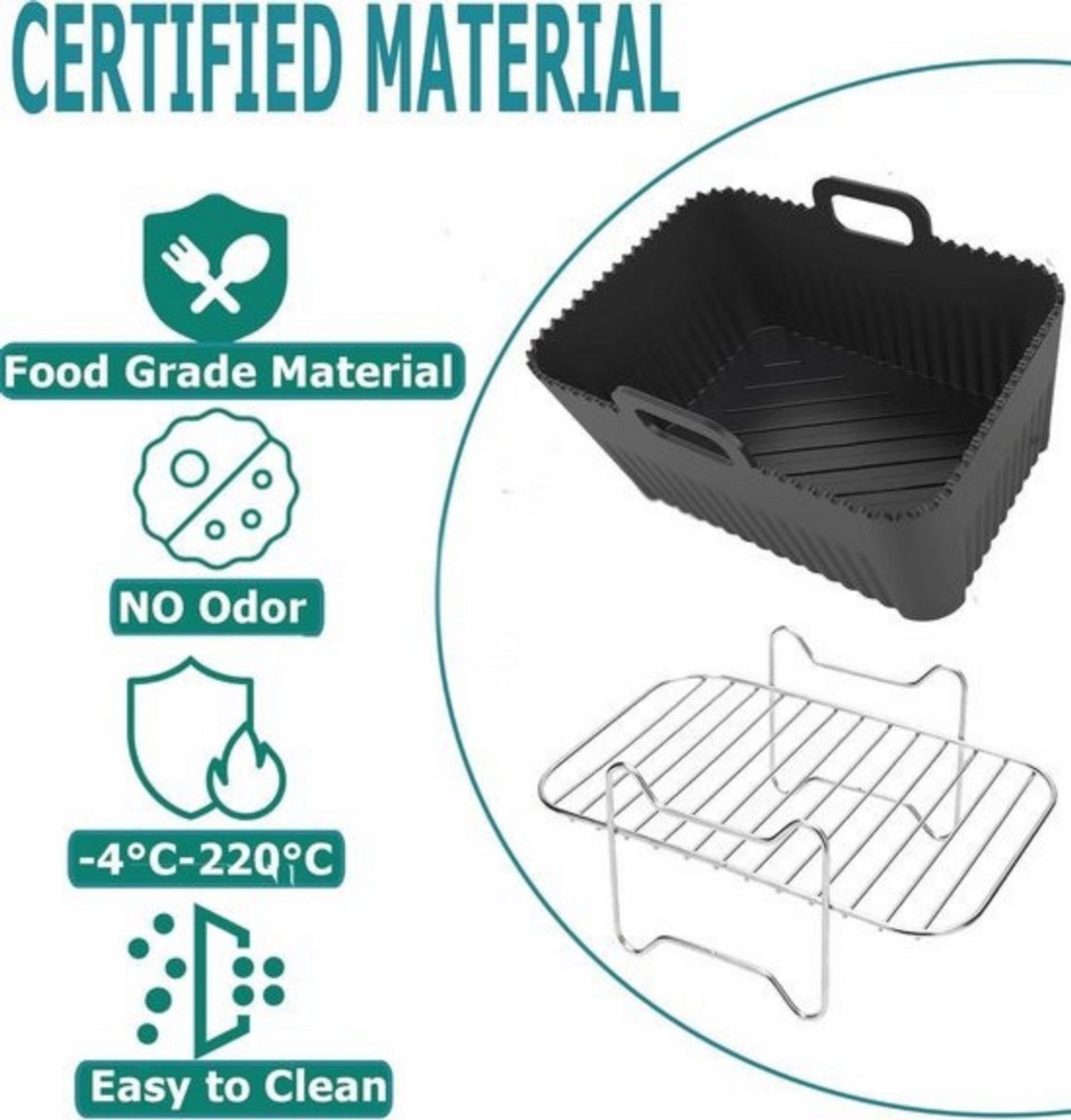 Set van 17 accessoires voor Ninja Foodi AF400EU AF300EU AF500EU, 7,6 L-9,5 l en de meeste BPA-vrije dual-zone airfryers, met siliconen inzetstuk, rooster, cupcake-vormen