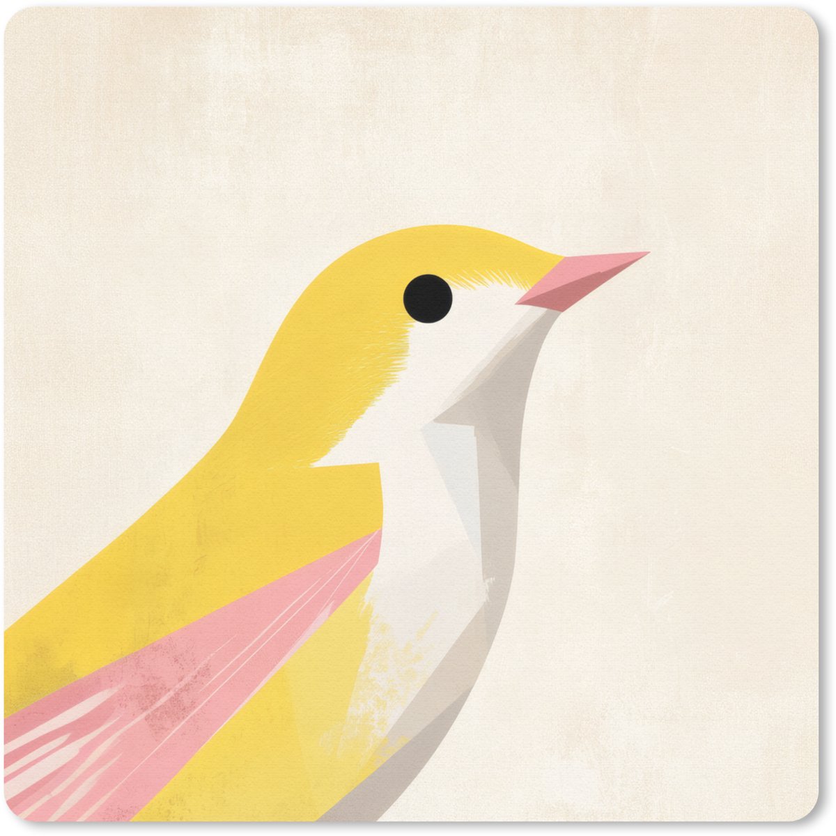 Muismat 30x30 cm - Mousepad Vogel - Minimalistisch - Geel - Muismatten
