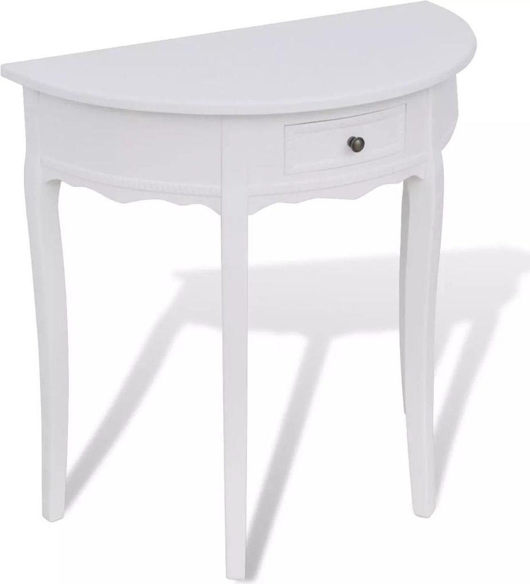 vidaXL Wandtafel - met - lade - halfrond - wit