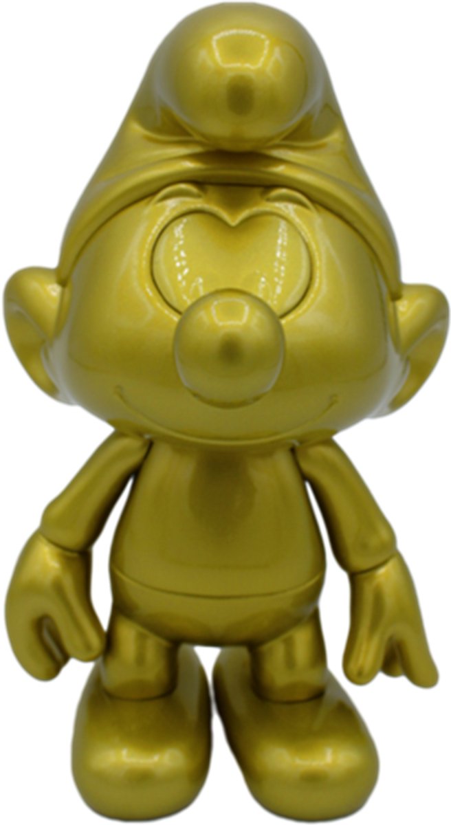 Goudkleurige smurf - Plastic - 20 cm - Lichtgewicht - beweegbare armpjes en beentjes en hoofdje
