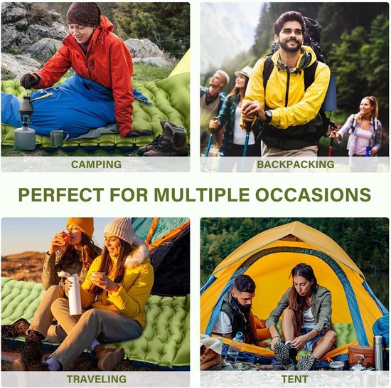 1 stuk kampeerslaapmat, ultralichte kampeermat met kussen, ingebouwde voetpomp, opblaasbare slaapmatten, compact voor kamperen, backpacken, wandelen, reizen, tenten van Arestalk — afbeelding 2