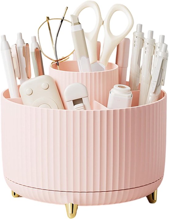 Cosmetica opbergdoos - huidverzorgingsdoos - opbergdoos kaptafel - opbergdoos make-upkwasten - cosmetica opbergdoos - draaibare opbergdoos - badkamer opbergdoos - voor schoonheidsproducten, cosmetica, parfum - roze