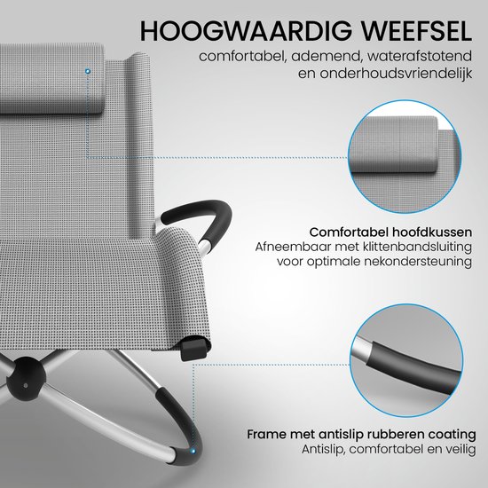 ELONEO Schommel Ligstoel met Ligkussen en Zijvak - Relaxstoel tot 180 kg - Weerbestendig - Balkon & Tuin van ELONEO — afbeelding 5