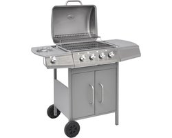 vidaXL Gasbarbecue 4+1 kookzone zilver