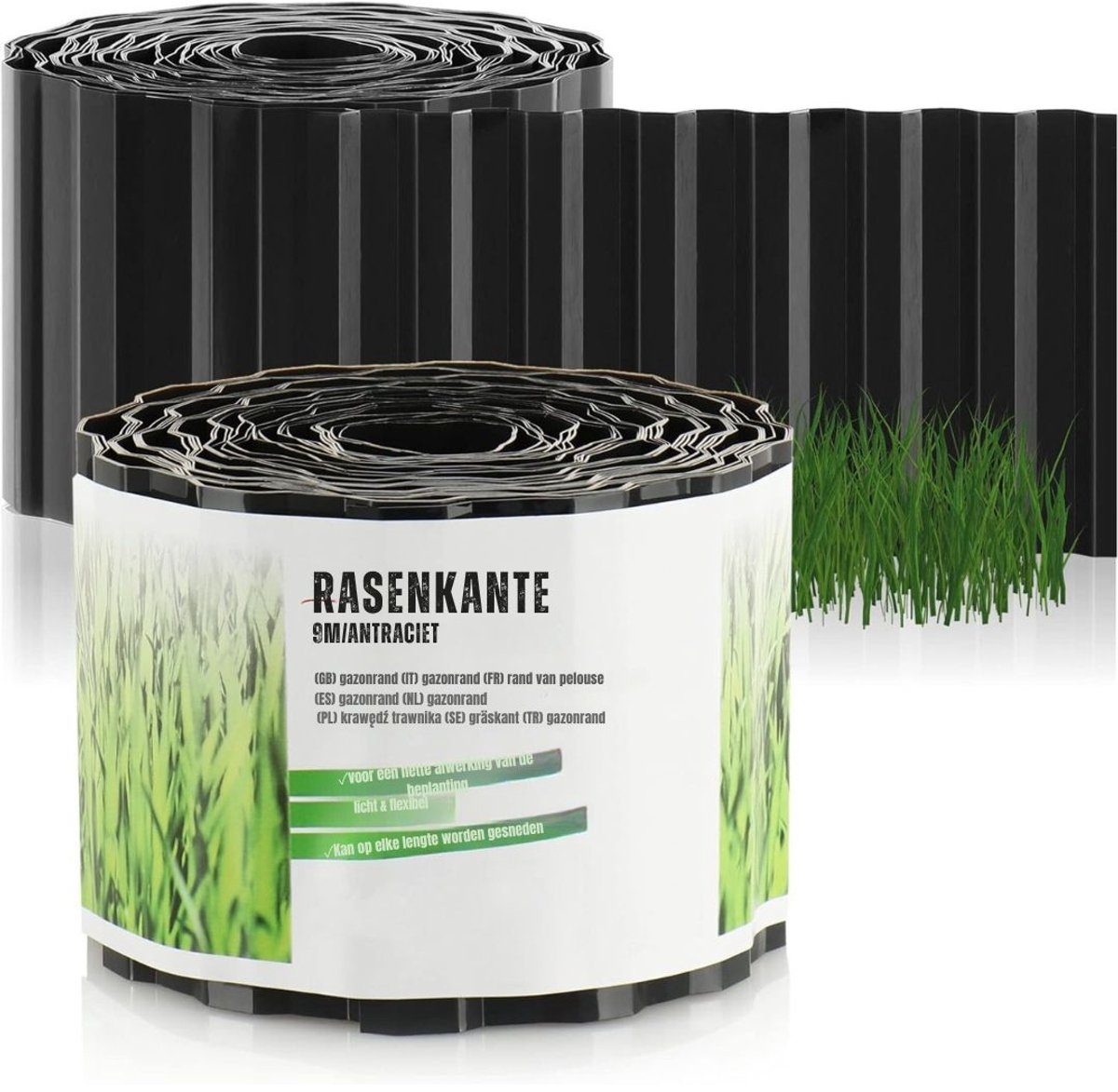 GTB® Borderrand op Rol - Borderrand - Perkland - Antraciet - 900cm x 10cm x 1cm