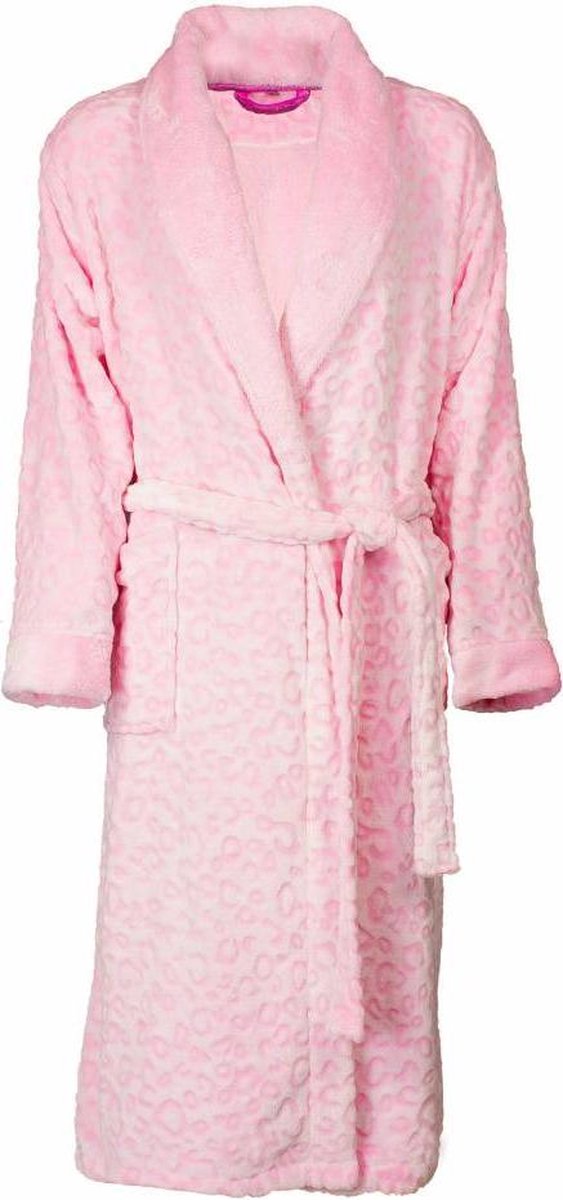 Irresistible Dames Badjas - Fleece - Sjaalkraag - Roze - Maat XL