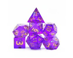 Lapi Toys - Dnd dice set - Polydice - Sharp edge - Resin - Incl. dice bag - Paars