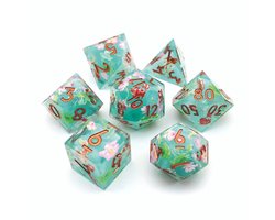 Lapi Toys - Dnd dice - Polydice - Dungeons and Dragons dobbelstenen - Incl. dice bag - Resin - Groen