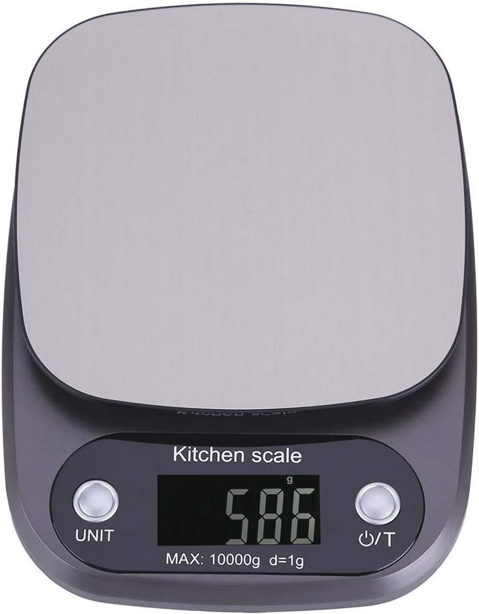 Digitale Voedselweegschaal 10Kg met LCD Display – Roestvrijstalen Keukenweegschaal voor Nauwkeurig Wegen