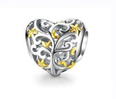 Argent Coeur Ajouré Or | Charme Amour | Saint Nicolas - Cadeau de Noël | Argent sterling 925 | Charme | Convient à votre bracelet Pandora | Romystones