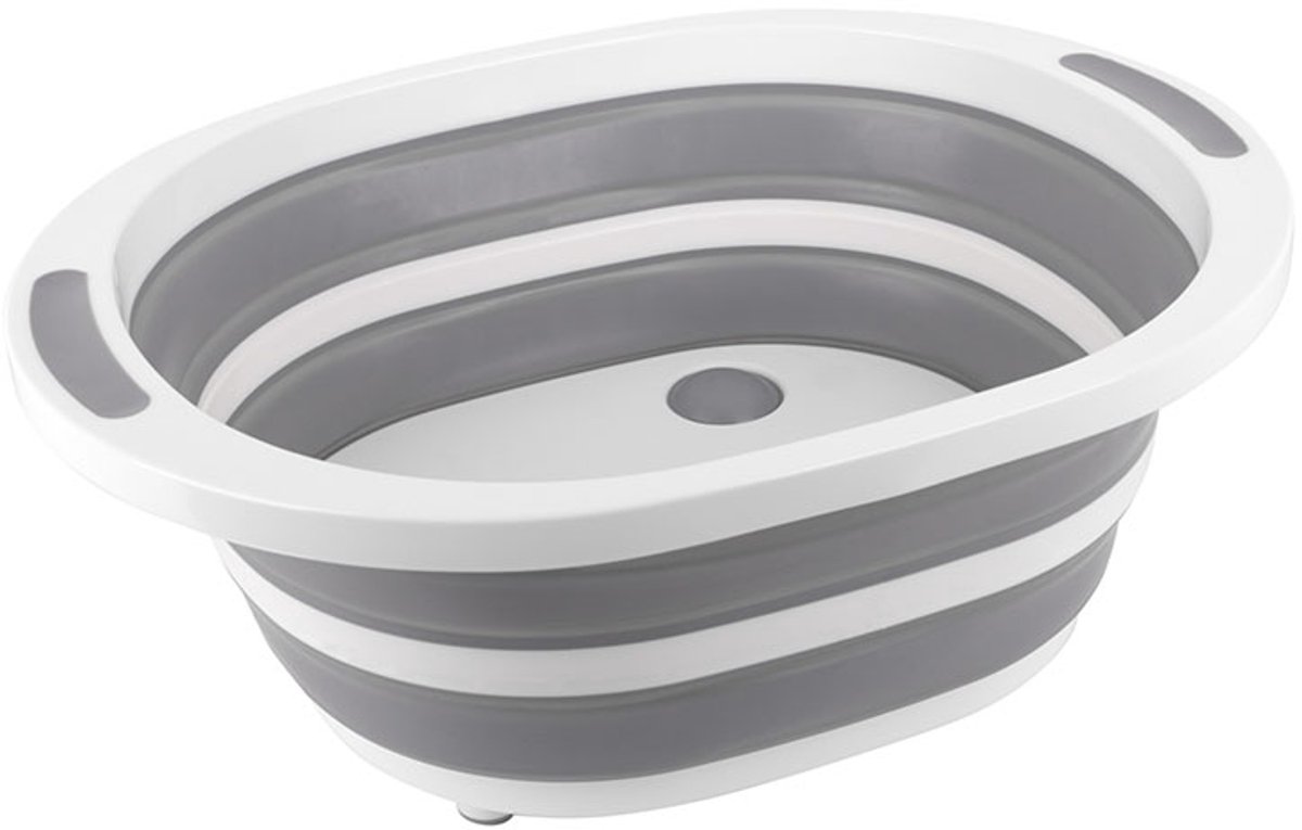 Brunner 3-in-1 Opvouwbare Camping Waskom - Grijs/Wit - Snijplank, Afgietbak & Afwasteil - 40 x 31.8 cm - Ruimtebesparend - Lichtgewicht - BPA-vrij
