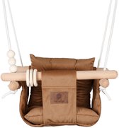 Luxe Ribstof Baby / Kinder Schommel voor binnen of buiten! - Baby Swing Corduroy - Ribstof Bruin - Ribfluweel - Schommelstoel inclusief Kussens, Bevestigingsmaterialen en Veiligheidsriem - Gemonteerd Verzonden! BEKEND VAN TV!