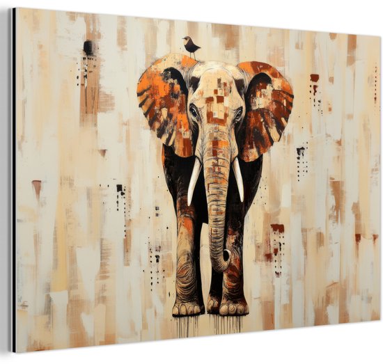Tableau aluminium 120x80 cm - Décoration murale métal - Éléphant - Trompe - Mosaïque - Abstrait - Décoration murale métal salon - Décoration industrielle - Photo sur dibond - Accessoires industriels chambre