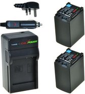 ChiliPower 2 x BP-827 accu's voor Canon - Charger Kit + car-charger - UK version