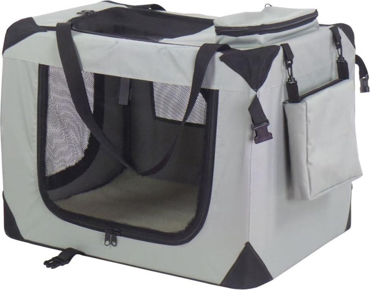 Bol.com Reismand dogcrate nylon grijs 90x61x65 cm aanbieding