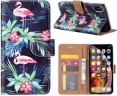 iPhone Xs Max Flamingo Design Boek hoesje met pasjesruimte