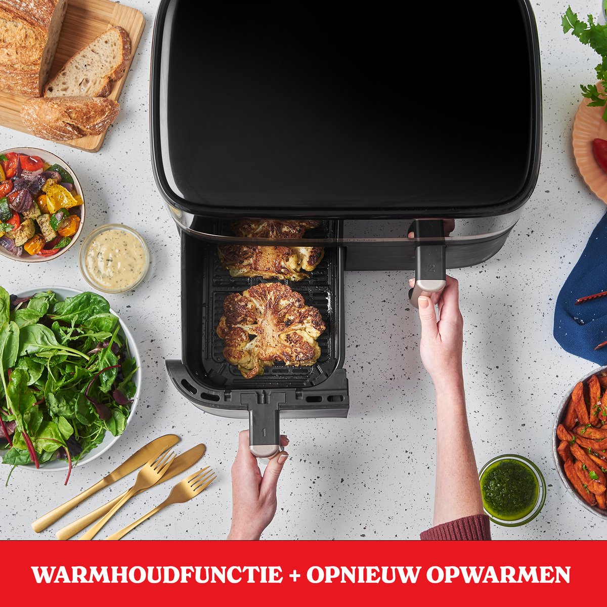 Afbeelding 3 van Russell Hobbs Satisfry Dual Basket 9L Airfryer - Heteluchtfriteuse - 27680-56
