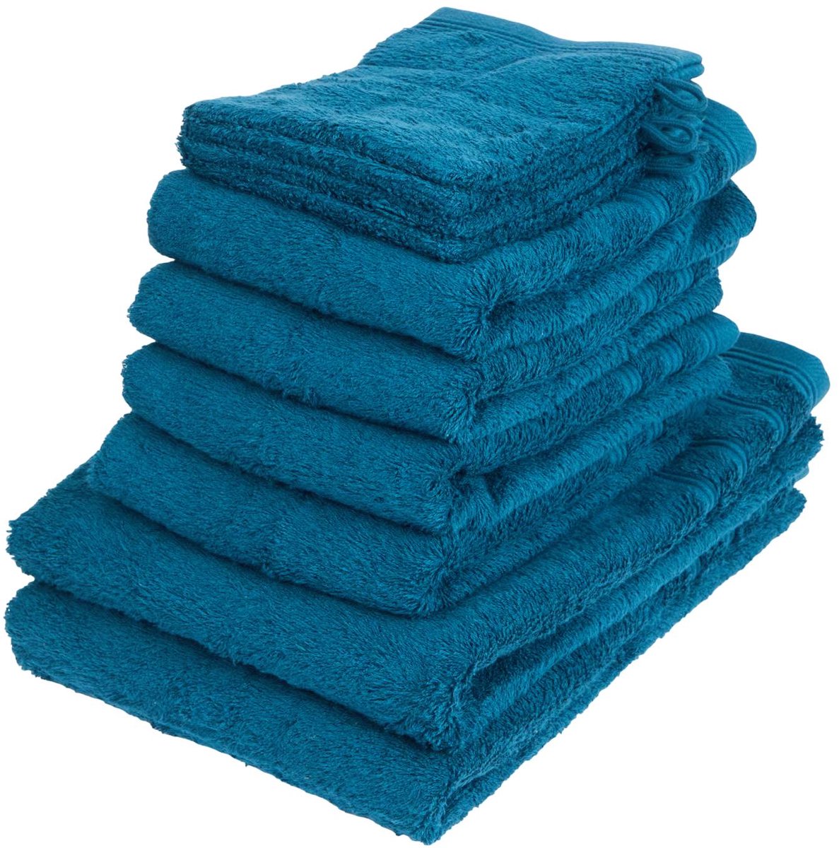 Hotel Royal luxe 10-delige handdoeken set in petrol kleur Set met 4 washandjes, 4 handdoeken en 2 badlakens van zacht katoen