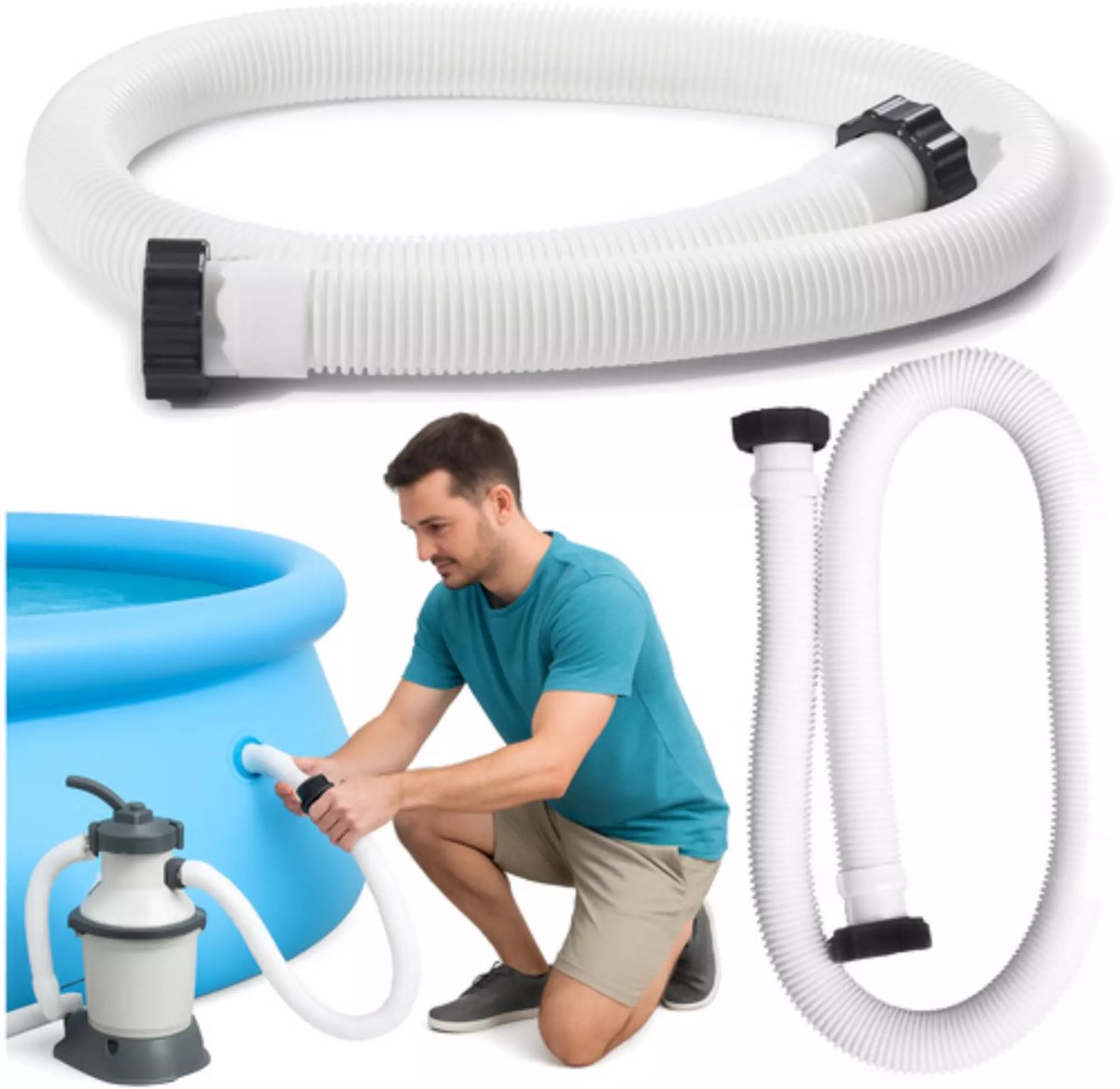 VidaXL Zwembadslang met klemmen 38 mm 12 m blauw - Kantoormeubelen Plus