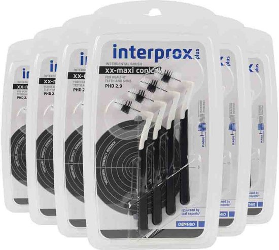 6x Interprox Ragers Plus XX-Maxi Conical Zwart PHD 2.9 4 stuks