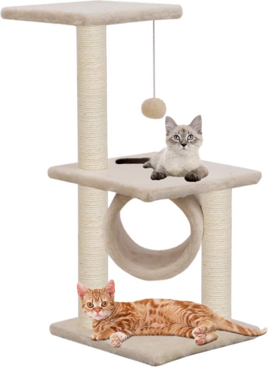 vidaXL Kattenkrabpaal met sisal krabpalen 65 cm beige