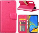 Ntech Hoesje Geschikt Voor Samsung Galaxy A7 2018 Roze Portemonnee / Booktype TPU Lederen Hoesje