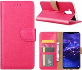 Ntech Huawei Mate 20 Lite Roze Booktype / Portemonnee TPU Lederen Hoesje