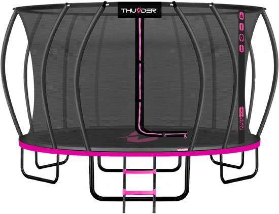 Thunder Trampoline 488 cm – Ronde Tuintrampoline – Max. 150 kg – Met Ladder – Roze