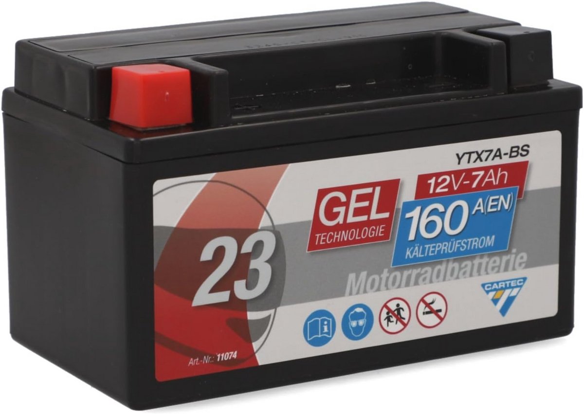 Motorfietsaccu 6Ah 90A geltechnologie onderhoudsvrij en betrouwbaar