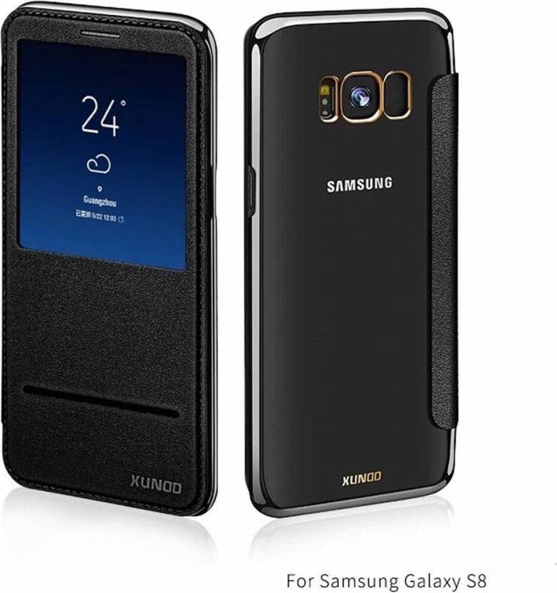Xundd Samsung Galaxy S8 window view folio flip case (slide to answer) hoesje zwart