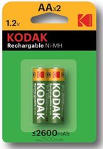 2 piles Kodak puissantes rechargeables AA - 2600mAh
