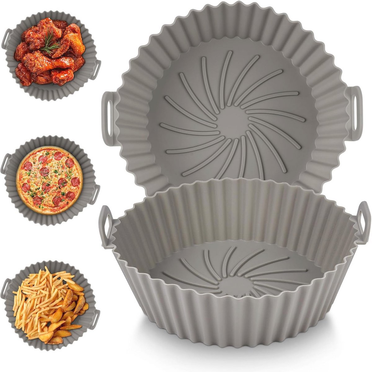 Herbruikbare siliconen pot voor luchtfriteuse - 2 stuks 16,5 cm antiaanbak air fryer accessoires
