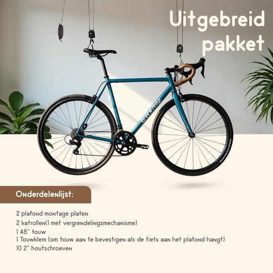 Recalma Fietslift - 60 kg draagkracht - elektrische fiets - lift-ophangsysteem