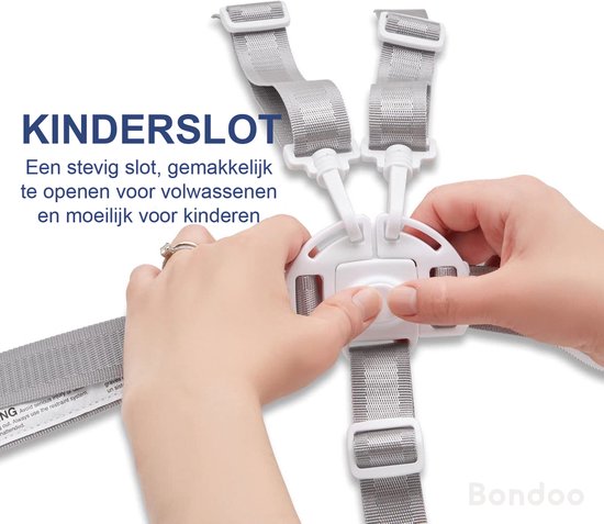 Bondoo Tuigje kinderstoel - Veiligheidstuigje - Tuigje kind - 5 Punts Gordel - Grijs van Bondoo — afbeelding 3