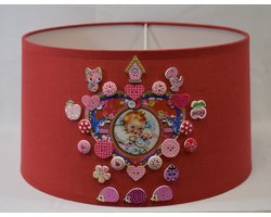 ZoeZo Design - lampenkap - schemerlamp - kinderkamer - babykamer - H 17 cm - Ø 29 cm - rood - roze - baby - stof - E27