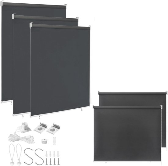 Store enrouleur d'extérieur Aufun, store vertical, protection solaire pour balcon, Protection solaire vue, rideau occultant, Protection UV, protection contre le vent (180 x 240 cm, anthracite)