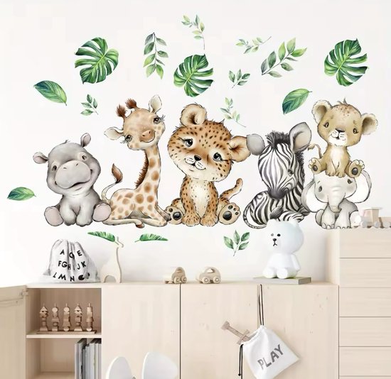 Muursticker kinderkamer - XL - 120 * 80 cm - Jungle dieren