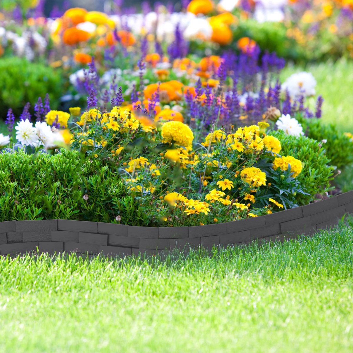 Aufun Plastic Lawn Edging 7.5 m Stone Optics Polypropylene Garden