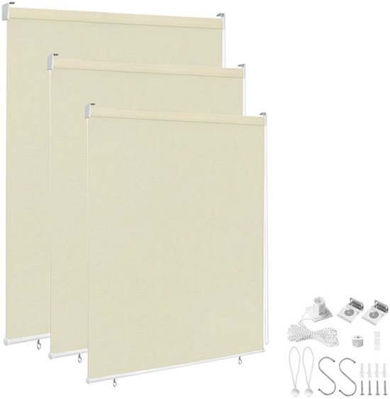 Store enrouleur d'extérieur Aufun, store vertical, protection solaire pour balcon, Protection solaire-vue, rideau occultant, Protection UV, protection contre le vent (180 x 140 cm, beige)